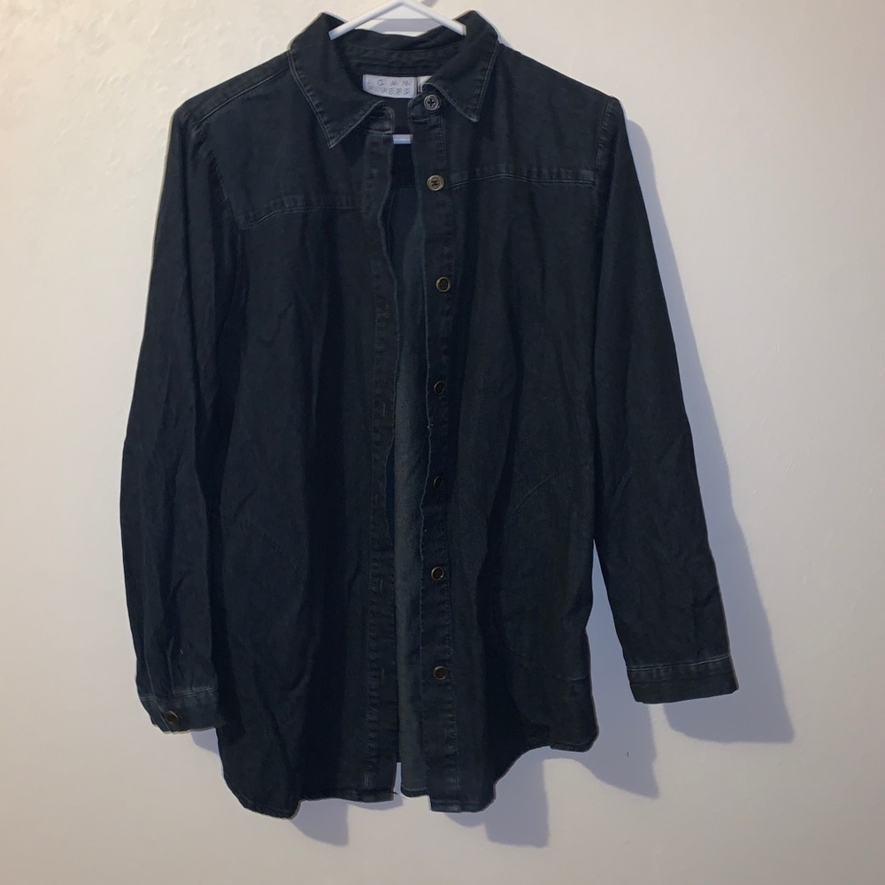 NWOT JOAN RIVERS JEAN BUTTON UP LONG SLEEVE TOP